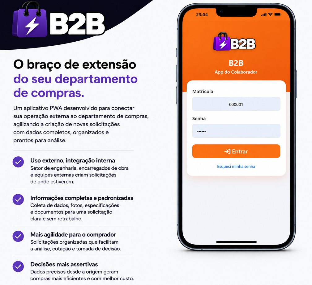 Aplicativo B2B no celular